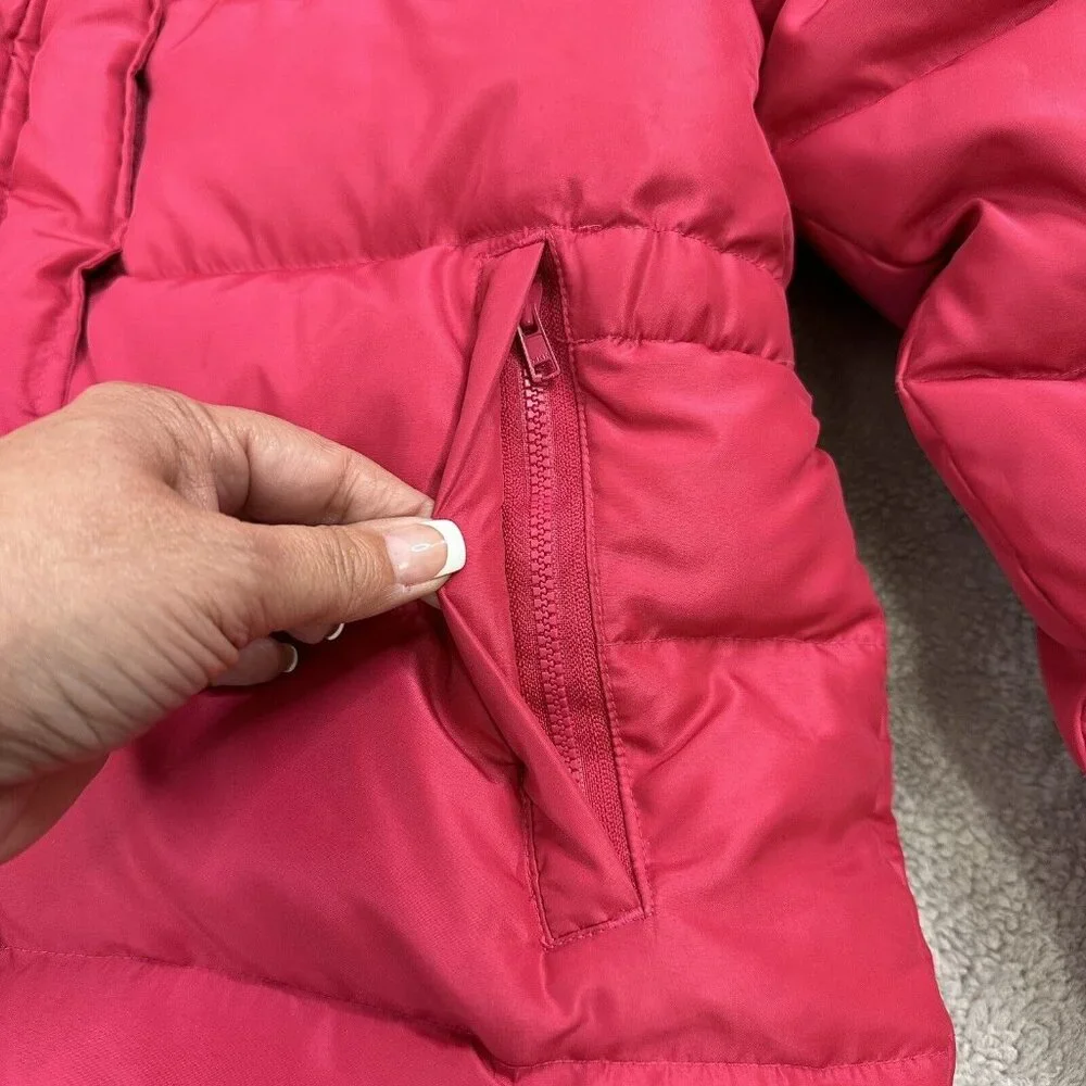 GAP Kid's Girl's Goose Down Blend Puffer Jacket Hood Size XXL Barbie Pink Vtg